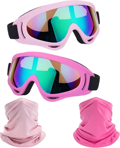 Vista 17 de LJDJ Motorcycle Goggles 2 Pack Dirt Bike with Neck Breathable Bandana Mask