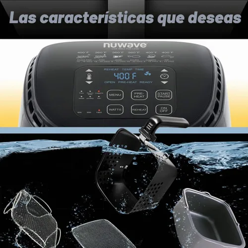 Vista 5 de NUWAVE Brio - Freidora de aire digital de 3 cuartos de galón, controles digitales de un solo toque, 6 ajustes preestablecidos fáciles, control