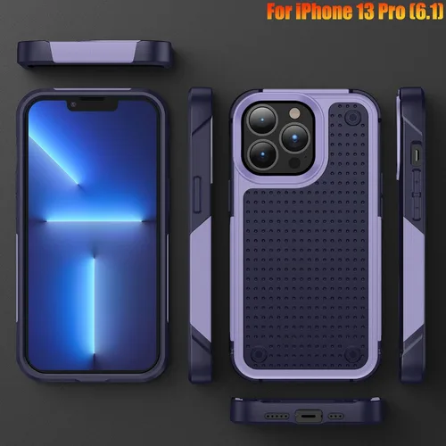 Vista 8 de Funda resistente para Apple iPhone 13 Pro de 6.1 pulgadas, 4 esquinas con bolsas de aire [protección contra caídas de 12 pies], agarre texturizado