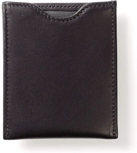 Vista 4 de Leatherology Cartera delgada para tarjetas con clip para dinero para hombre, Aceite Negro, Cartera con tarjetero