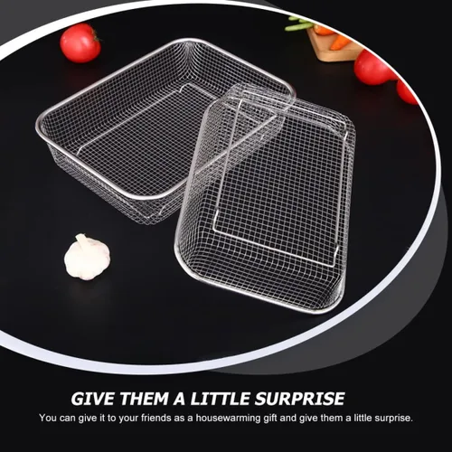 Vista 5 de BESTonZON Escurridor de mesa cuadrada Rectangular Alimentos para el hogar multifunción La bandeja de enjuague Servidor de acero Verduras Cuenca