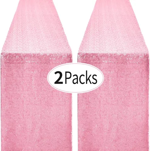 Vista 9 de Pufogu - Camino de mesa de lentejuelas brillantes de 12 x 72 pulgadas para fiestas de cumpleaños, decoración de bodas, despedidas de soltera