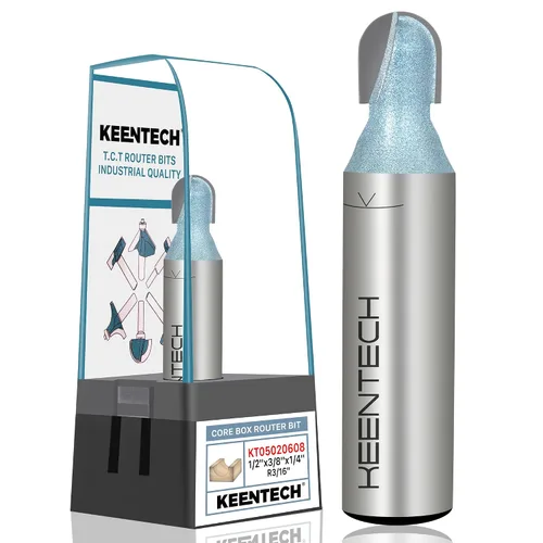 Vista 10 de KEENTECH Broca para enrutador de caja de núcleo, vástago de 1/2 pulgada para carpintería, punta de carburo de grado industrial, 1 pulgada
