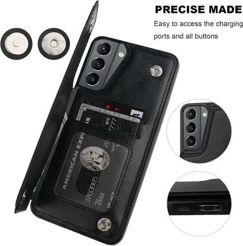 Vista 7 de ONETOP - Funda tipo cartera compatible con Samsung Galaxy S21 con soporte para tarjetas, funda de piel sintética con ranuras para tarjetas, doble