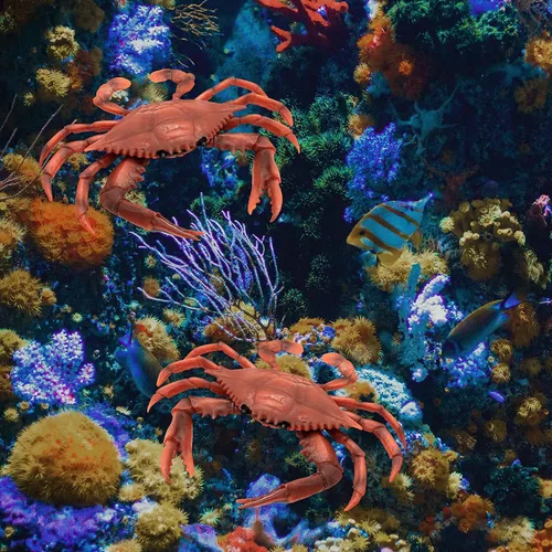 Vista 4 de AUEAR Cangrejo de plástico para decoración, criaturas artificiales de la vida marina, animales simulados, regalo creativo, rojo, paquete de 2