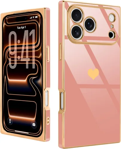 Vista 13 de Compatible con iPhone 12 Funda Rectangular Bonita Chapado Dorado Lujo Corazón de Amor Funda de Teléfono para Mujeres Niñas A Prueba de Golpes