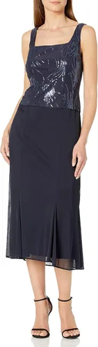 Vista 8 de Alex Evenings Womens Tea Length Mock Jacket Dress with Button Front