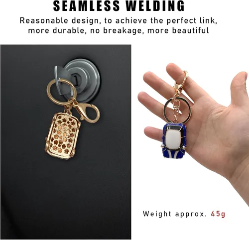 Vista 5 de Llavero de diamantes de imitación modelo de automóvil, llavero creativo con forma de automóvil, llavero de metal 3D, regalo para hombres y mujeres