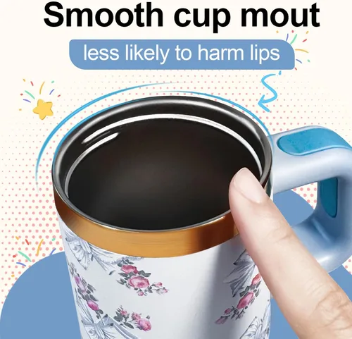 Vista 4 de Vaso de 14 oz con asa y pajita, vaso de 14 oz para niños con tapa y pajita, vasos de acero inoxidable para niños, para deportes al aire libre