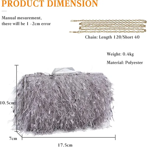 Vista 3 de CORIOS Bolsos de mano pequeños para mujer, bolso de noche esponjoso