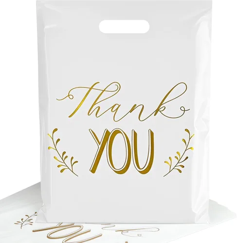 Vista 12 de POPGIFTU Bolsas de agradecimiento florales con asas, bolsa de plástico de 12 x 15 pulgadas, paquete de 100 – Boutique, regalo, recuerdo de fiesta