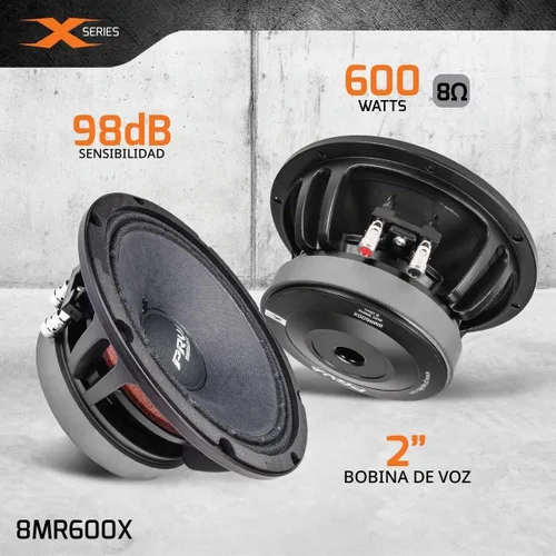 Vista 2 de PRV AUDIO Altavoz de rango medio de 8 pulgadas 8MR600X, 600 vatios, 8 ohmios, bobina de voz de doble capa de 2 pulgadas, altavoz de audio
