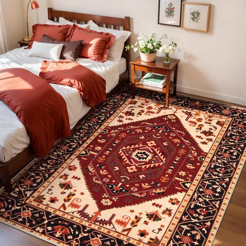 Vista 525 de SERISSA - Tapetes florales vintage, antideslizante, lavable, pequeño, ultrasuave, bohemio, de pelo bajo, para entrada, interiores, habitación