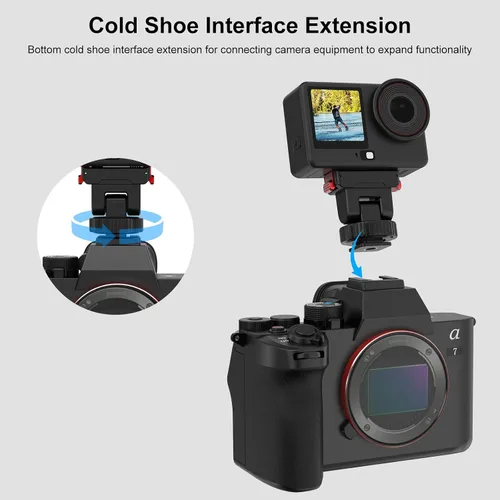 Vista 17 de PULUZ Soporte de montaje rápido para DJI Osmo Action 5 Pro/4/3, zapata fría con agujero de tornillo de 1/4 pulgadas y ajuste de inclinación de 75°