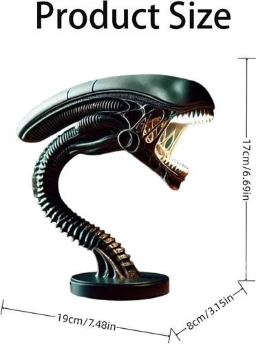 Vista 7 de Luz nocturna de monstruo espacial, lámpara de mesa de resina de película 3D, decoración LED de ciencia ficción, regalo personalizado hecho a mano #2
