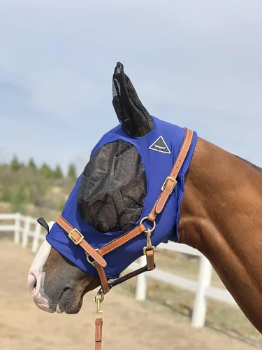 Vista 2 de Máscara de mosca de caballo, súper cómoda, máscara de mosca de caballo, máscara elástica con orejas, solo hacemos productos que les gustan a