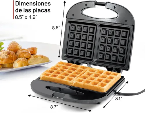 Vista 6 de Elite Gourmet Maxi-Matic - Máquina eléctrica antiadherente para hacer gofres belga, desayuno, sándwiches, compacta y portátil, 2 rebanadas
