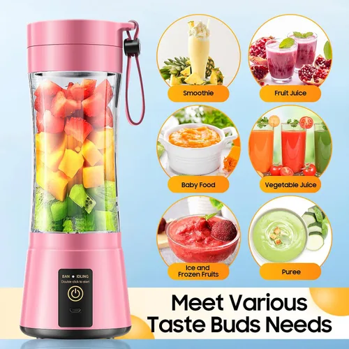 Vista 2 de Licuadora portátil inalámbrica de tamaño personal, licuadora de 12.8 fl oz, licuadora y batidos, taza de jugo de viaje sin BPA con potente mezcla