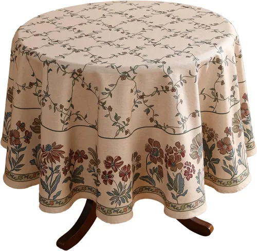 Vista 12 de [Usado] patdrea Mantel largo de lino de diseño verde para mesa rectangular, mantel vintage transpirable con patrón de frutas amarillas, funda