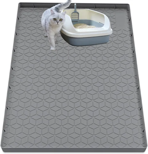 Vista 11 de Alfombra para Arena de Gatos, Alfombra de Silicona Grande para Caja de Arena - 28 x 22 pulgadas, Impermeable y Antideslizante, Duradero y Fácil