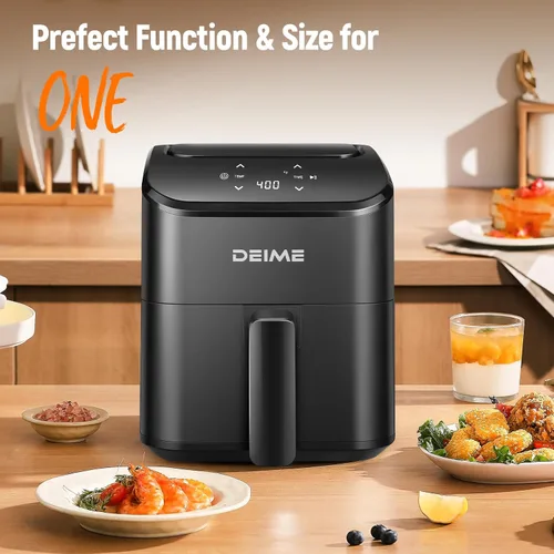 Vista 7 de DEIME - Freidora de aire pequeña digital de 2.8 cuartos de galón, compacta y que ahorra espacio, para hornear, recalentar, asar para comidas rápidas
