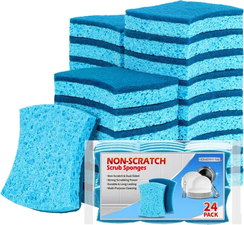 Vista 13 de Esponja natural para platos, paquete de 48, esponja exfoliante antiarañazos, esponja ecológica multiusos de fibra de sisal de cocina, esponja