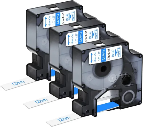 Vista 15 de NineLeaf 3 Pack Compatible for DYMO D1 45010 S0720500 Black on Clear 12mm 1/2'' x 23ft Label Tape Refill Work in DYMO LabelManager 160 210D 260P 280