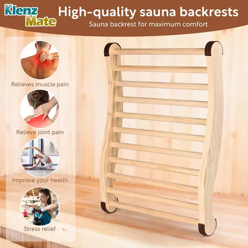 Vista 6 de 2 respaldos de sauna mejorados, accesorios de sauna de 20 pulgadas, silla de sauna de diseño ergonómico en forma de S, con almohadillas