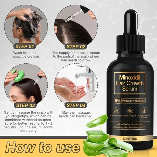 Vista 4 de 5% Minoxidil Hair Growth for Men and Women, Minoxidil Hair Growth Serum, Promotes Hair Growth, Strengthens Hair Follicles, Helps Prevent Hair Fall