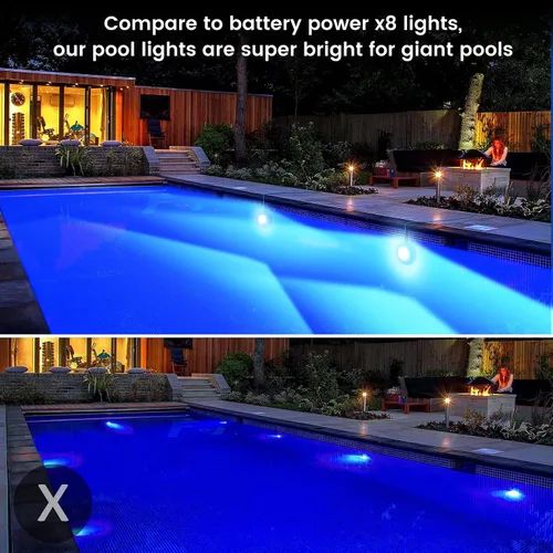 Vista 6 de LyLmLe - Luz LED para piscina, luz sumergible regulable RGB de 20 W con aplicación e imán 800lm, IP68 impermeable cambio de color 12V luces