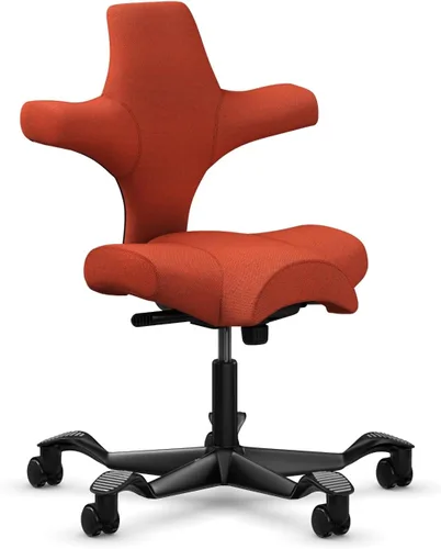 Vista 30 de HAG Capisco Sit to Stand - Silla de pie con marco blanco, tapizado, color rosa rubor Pink Blush