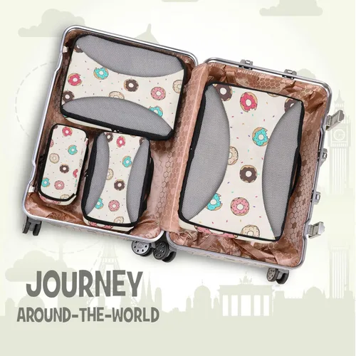 Vista 6 de Juego de 4 cubos de equipaje de viaje para hombres y mujeres, juego de organizadores de embalaje para hombres y mujeres