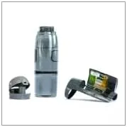 Vista 3 de 25.4 fl oz Deportes al aire libre boca ancha a prueba de fugas WALLET botella de agua (negro)