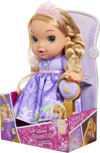 Vista 5 de Disney Princess Muñeca Rapunzel de lujo para bebé con chupete de juguete