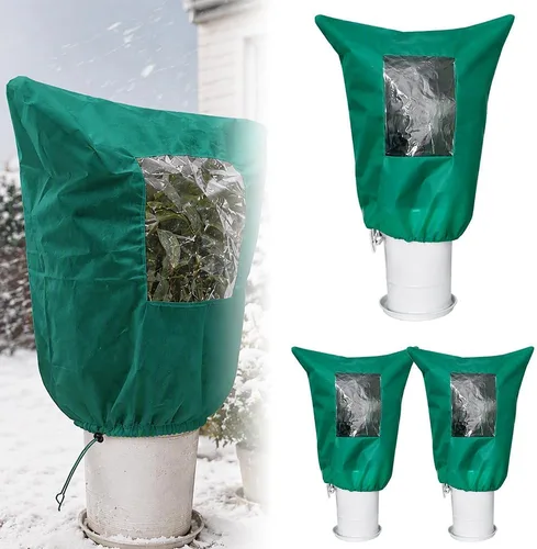 Vista 7 de Bolsas de protección contra heladas de plantas con ventana de visión, cremallera y cordón, manta reutilizable de protección contra la congelación