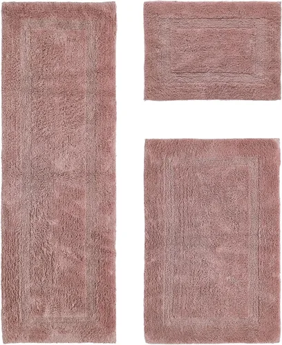 Vista 154 de Better Trends - Juego de 2 alfombras de baño 100% algodón, extra suaves, con borlas, de 17" x 24", alfombra de baño superabsorbente y reversible