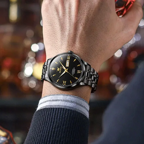 Vista 4 de OLEVS Reloj automático para hombre con calendario mecánico de cuerda automática, impermeable, de acero inoxidable, luminoso, de lujo, vestido