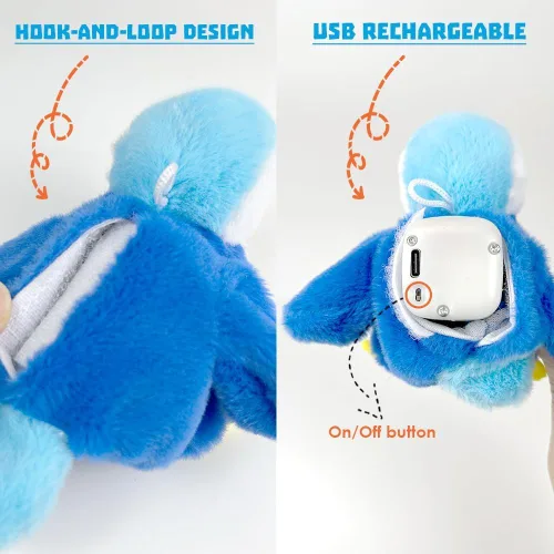 Vista 5 de Juguete interactivo de pingüino para gatos, juguete recargable con alas aleteadas con hierba gatera, alas de batir automáticas, divertido juguete