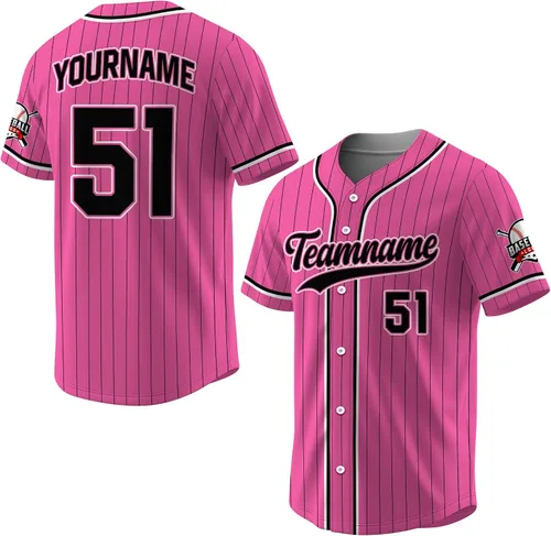 Vista 19 de Camiseta de béisbol a rayas personalizadas con logotipo de número de nombre para hombres, mujeres, jóvenes, niños, camiseta de uniforme
