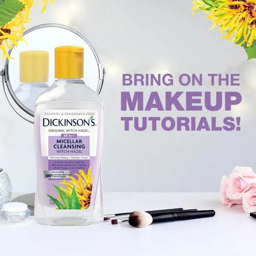Vista 11 de Dickinson's Agua Micelar Limpiadora de Hamamelis, Un Desmaquillante Todo en 1, Refinador de Poros, Limpiador de Piel y Tónico; Sin Alcohol con Aloe