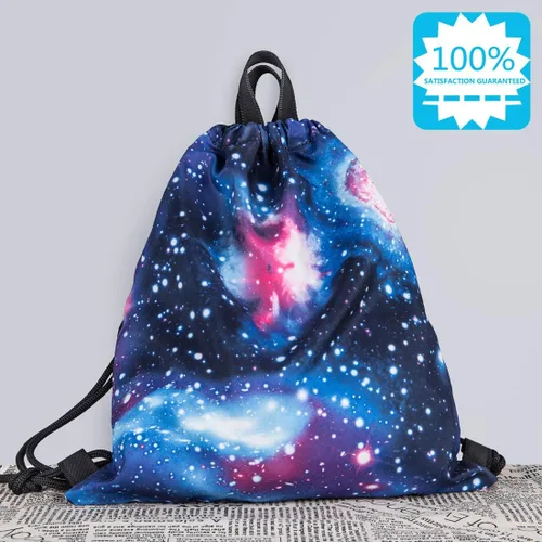 Vista 7 de VanFn Bolsas con cordón, gimnasio de diseño creativo, mochila unisex, mochila casual, bolsa de equipo deportivo bolsas de viaje, Galaxia, Mochilas