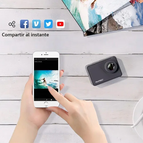 Vista 6 de AKASO V50 Pro Native 4K30fps 20MP Cámara de acción WiFi con pantalla táctil EIS, cámara impermeable resiste a 100 pies, cámara web con soporte