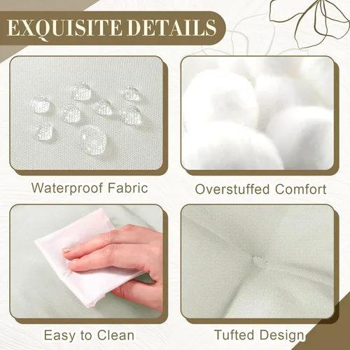 Vista 3 de Barydat 4 piezas de cojines para sillas de exterior 48 x 48 cm a prueba de agua con protección solar para muebles de patio, cojín de asiento Crema