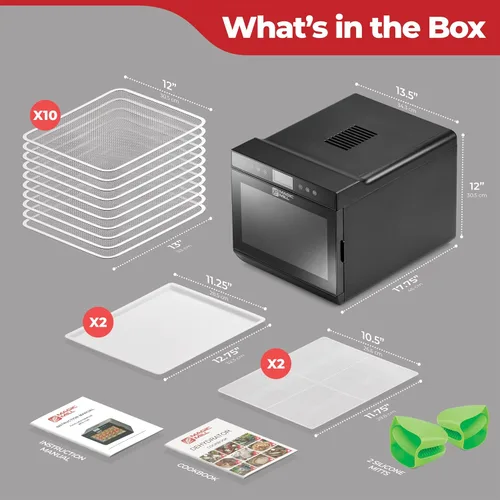 Vista 8 de Magic Mill - Máquina deshidratadora de alimentos premium (10 bandejas extra grandes de acero inoxidable) Secador de 700W para cecina de ternera