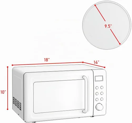 Vista 6 de Horno microondas retro, Safeplus de 0.7 pies cúbicos, microondas de 700 W con placa de acero laminado en frío, 5 micro descongelación y función