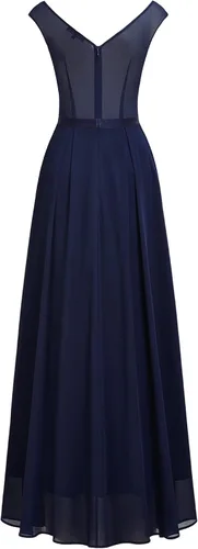 Vista 7 de Miusol Vestido largo formal de fiesta de noche con cuello en V profundo para mujer