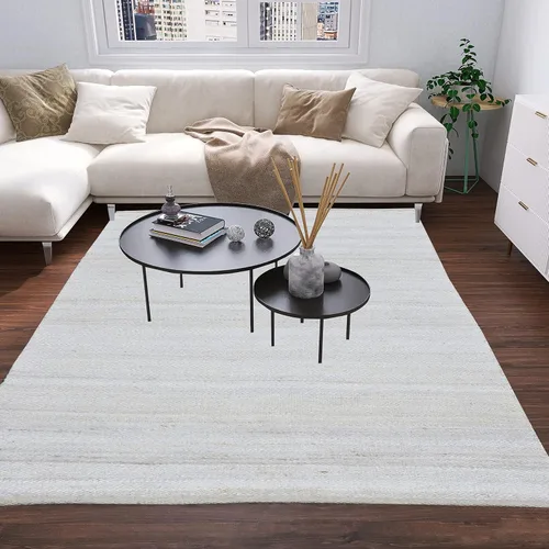 Vista 11 de Antep Rugs Alfombra de fibra de yute tejida a mano natural para interiores 8x10 (Natural, 7'10" x 10')