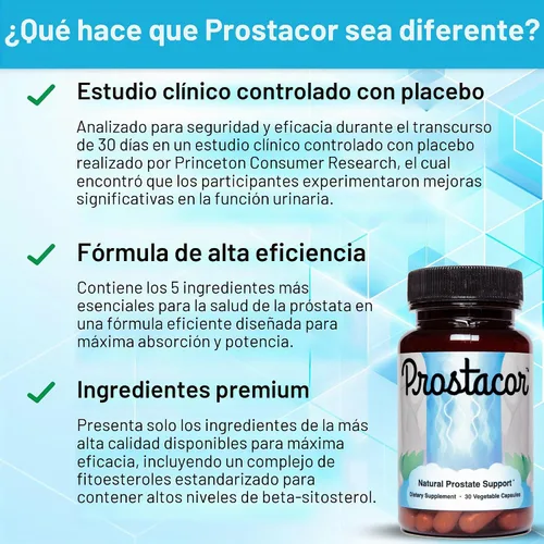 Vista 4 de Prostacor - Suplemento Natural para el Apoyo de la Próstata - Sin GMO, Vegano, Sin Gluten Supports Healthy Urine Flow, Fewer Urges, Bladder