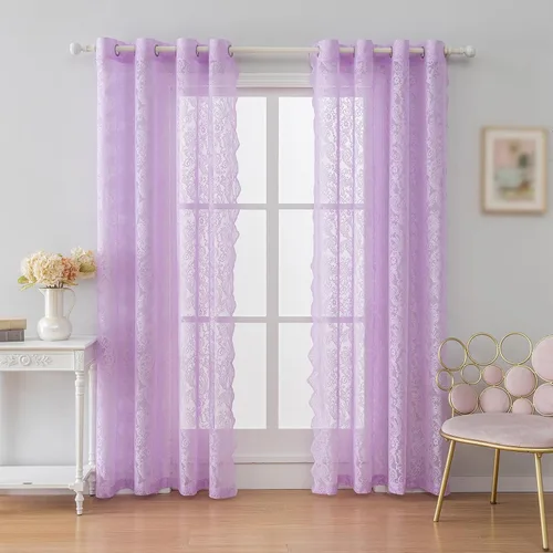 Vista 18 de Anytime Paneles de Cortinas Transparentes Arcoíris para Sala de Estar Elegantes Juegos de Tratamiento de Ventanas Translúcidas Filtrantes de Luz
