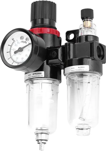 Vista 9 de Unidad de compresor de aire FRL con válvula de drenaje G1/4 Rosca Separador de aceite-agua para herramientas neumáticas
